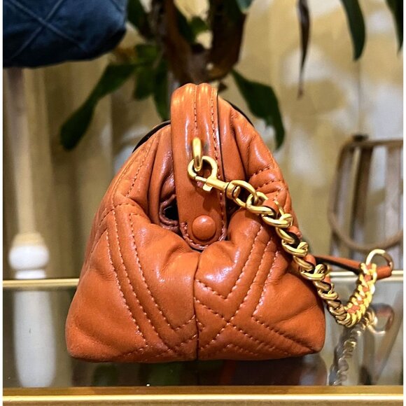 ♦️♦️ AUTHENTIC TORY BURCH BURNT ORANGE QUILTED FLEMING SOFT FRAMED HANDBAG!!! - Picture 5 of 10